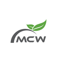 MCW letter nature logo design on white background. MCW creative initials letter leaf logo concept. MCW letter design.
