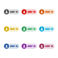 About us sign icon isolated on white background. Set icons colorful