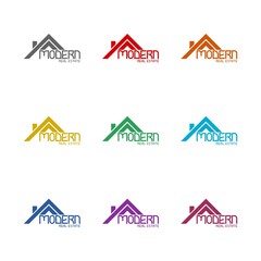 Roof and home logo icon isolated on white background. Set icons colorful