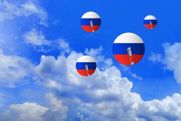 Naklejka premium Russian balloon incident 2023, balloons under in the sky, Spy balloon, violation airspace