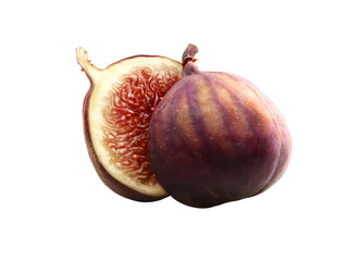 Ripe purple fig fruit isolated on transparent background
