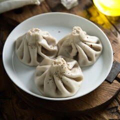 Traditional Georgian dumplings with black pepper