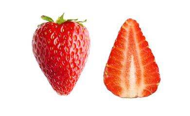 Set of fresh strawberries isolated on transparent background
