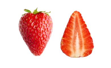 Set of fresh strawberries isolated on transparent background
