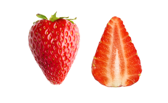 Set of fresh strawberries isolated on transparent background
