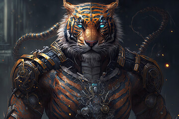 Humanoid Tiger. Generative AI.