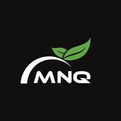 MNQ letter nature logo design on black background. MNQ creative initials letter leaf logo concept. MNQ letter design.