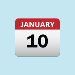 10th January calendar icon. January 10 calendar Date Month icon