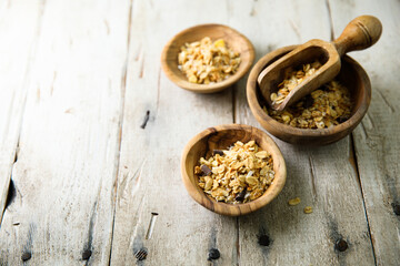 Traditional homemade granola with dried fruits