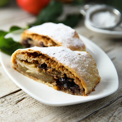Traditional homemade apple strudel