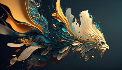 fractal vector image in blue and yellow tones