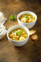 Homemade vegetable soup with cauliflower