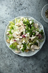 Green salad with chicken and Feta cheese