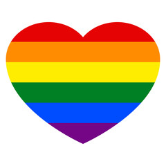 Logo lgbt. Mes del orgullo. Silueta aislada de corazón con textura con los colores de la bandera lgbt