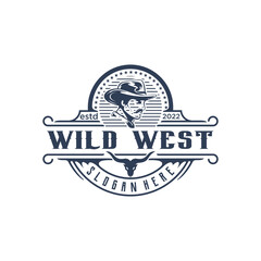 vintage cowboy logo design inspiration, vector
