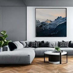 modern living room with a painting on the wall