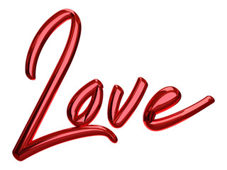 Isolated 3D Word Love or Valentines Day Greeting Card for Wishing Wedding Anniversary, 3d Render Illustration.