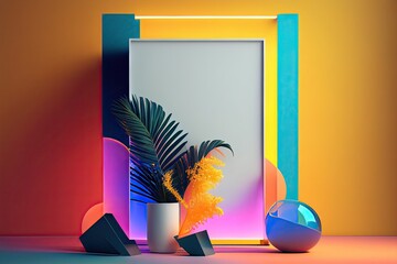 Trendy Modern Design Background with Colorful Shapes, Geometric Backdrop with Layout, Gradient Colors, generative ai