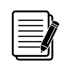 Document with pencil icon vector illustration. Test vector icon.