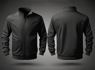 Black jacket for men, blank template for graphic design front and back view - obrazy, fototapety, plakaty