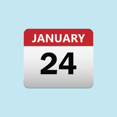 24th January calendar icon. January 24 calendar Date Month icon