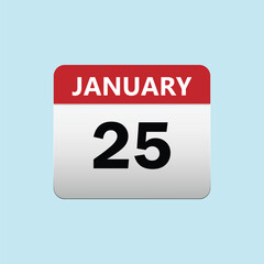25th January calendar icon. January 25 calendar Date Month icon