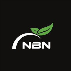 NBN letter nature logo design on black background. NBN creative initials letter leaf logo concept. NBN letter design.
