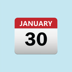 30th January calendar icon. January 30 calendar Date Month icon