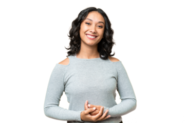 Young Argentinian woman over isolated background laughing
