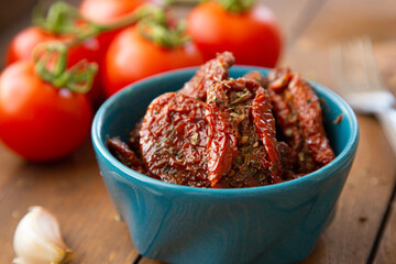 Dried tomatoes on the table