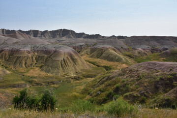 Overlook into Valley Surrounded by Yellow Mounds