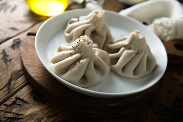 Traditional Georgian dumplings with black pepper