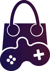 shopping bag game logo bag game icon vector design template