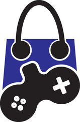 shopping bag game logo bag game icon vector design template