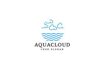 Naklejka premium Water cloud Logo Icon Vector Illustration