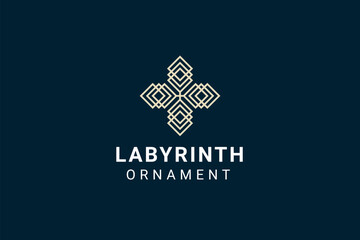Ancient Maze Geometric Antique Logo Vector Symbol