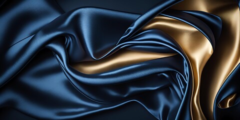 Fototapeta premium Navy blue silk satin. Generative AI.
