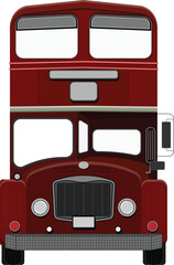 Double decker bus red color front view