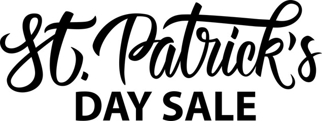 St. Patrick's Day Sale. Hand drawn lettering. Creative calligraphy for holiday shopping, Patricks Day Sales promotion and advertising. PNG file.