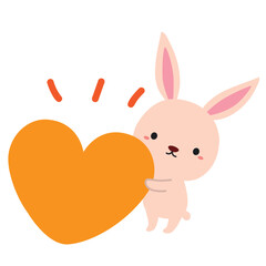  かわいいうさぎとハートのタイトルイラスト/オレンジ