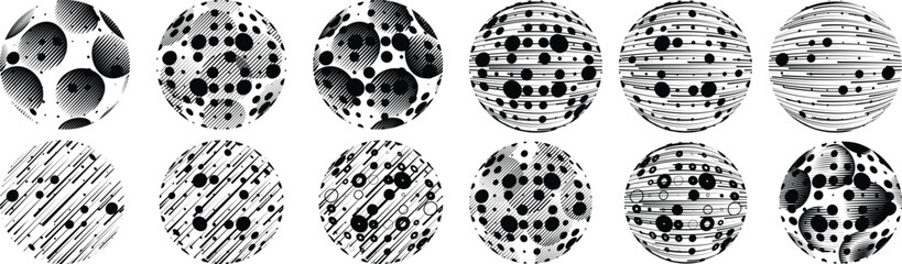 Set of spheres . Lines constructed transparent sphere .Vector  .Technology sphere Logo . Design element for posters, social media, templates, flyers, brochures . Abstract trendy transparent circles