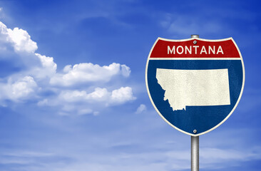 Montana state map - road sign