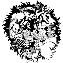 Fototapeta premium Black woman png graphic clipart design