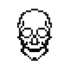 Fototapeta na wymiar Pixel skull, graphic vector illustration