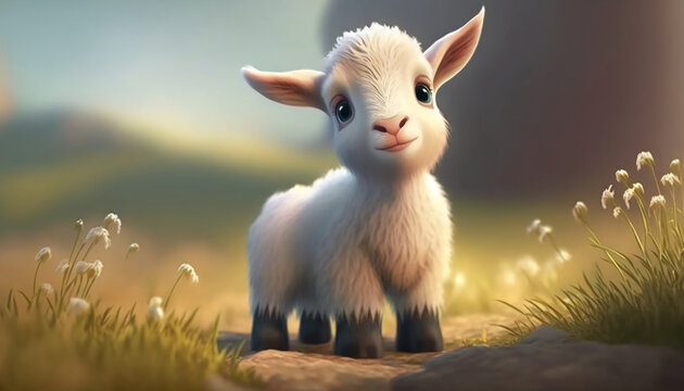 cute cartoon baby goat