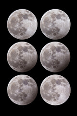 Obraz premium 6 Different phases of a partial lunar eclipse