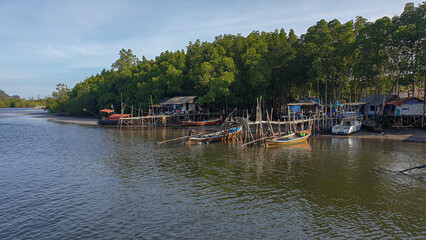 Fototapeta na wymiar Fishermen village on a Ko muk island, Thailand.