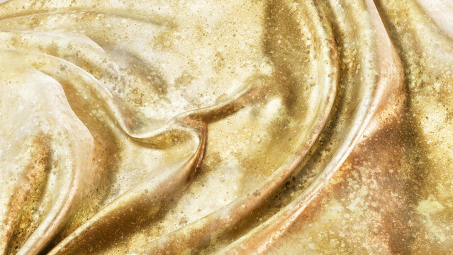 光沢が美しいシルクのような高級感ある和風な金の布 , Luxury gold cloth background 3D render