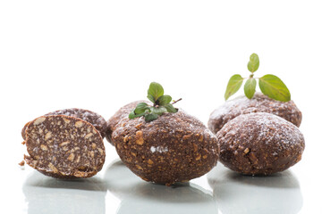 chocolate sweet cakes from mashed biscuits with additives