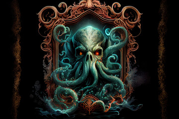Cthulhu monster dark fantasy - By Generative AI